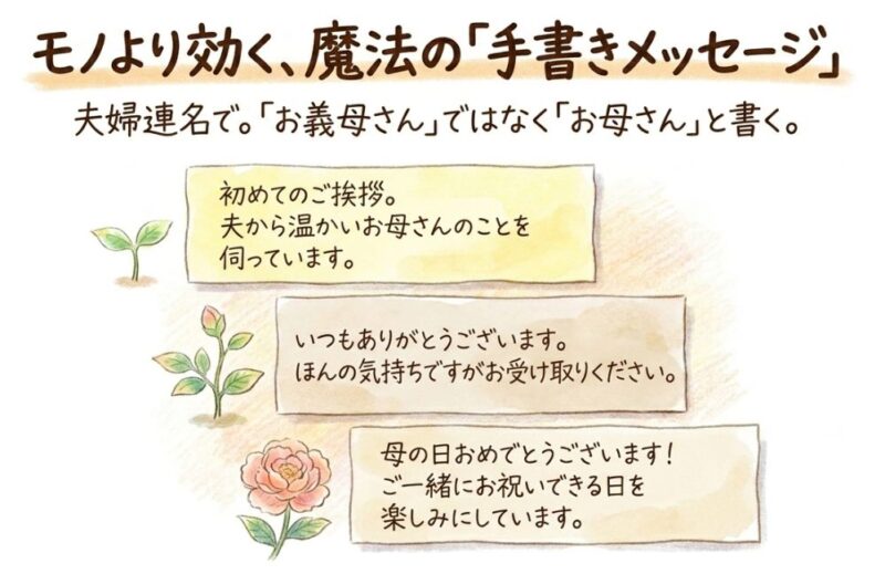 「お義母さん」ではなく「お母さん」と書く