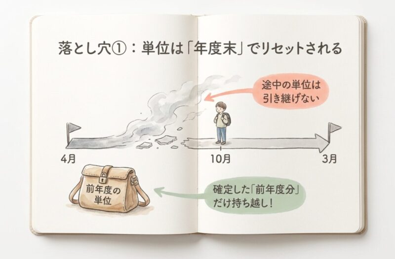 単位は年度末でリセットされる