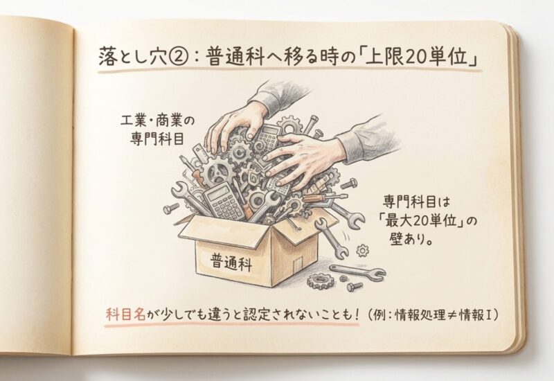 普通科へ移るときの上限は20単位